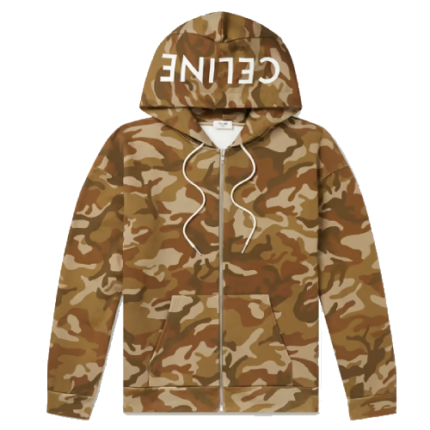 Celine Homme Camouflage-Print Cotton-Jersey Zip-Up Hoodie