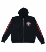 Chrome Hearts Red Plus Cross Zip Up Black Hoodie