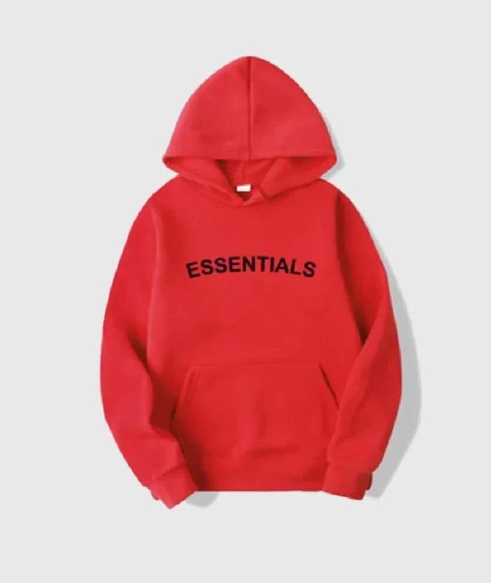 Fear Of God Essentials Red Hoodie