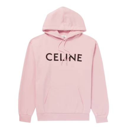 Celine Homme Logo-Print Cotton-Jersey Hoodie-Pink